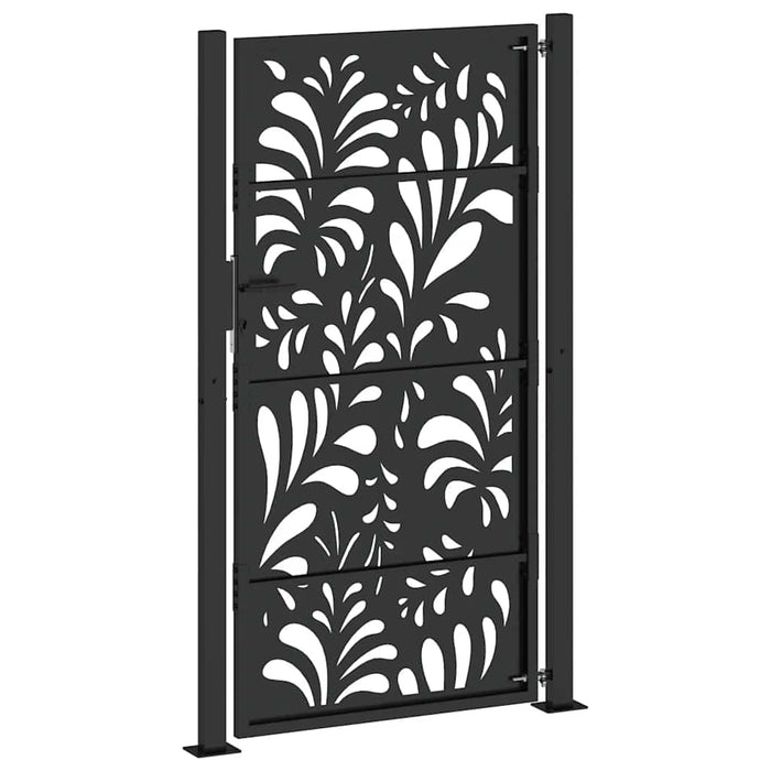 Cancello Giardino Nero 105x180 cm in Acciaio Design Ondulato 4100972