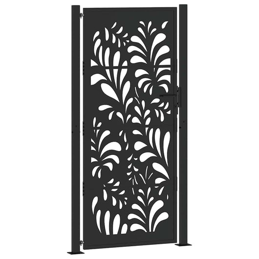 Cancello Giardino Nero 105x205 cm in Acciaio Design Ondulato 4100973