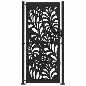 Cancello Giardino Nero 105x205 cm in Acciaio Design Ondulato 4100973