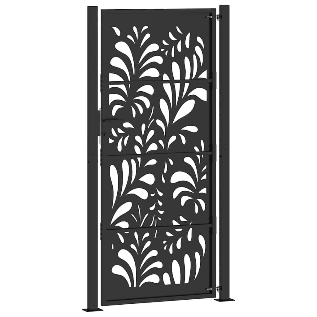 Cancello Giardino Nero 105x205 cm in Acciaio Design Ondulato 4100973