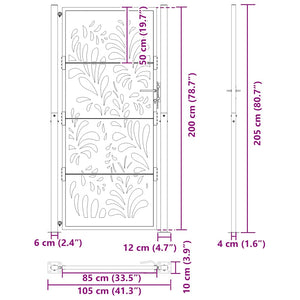 Cancello Giardino Nero 105x205 cm in Acciaio Design Ondulato 4100973