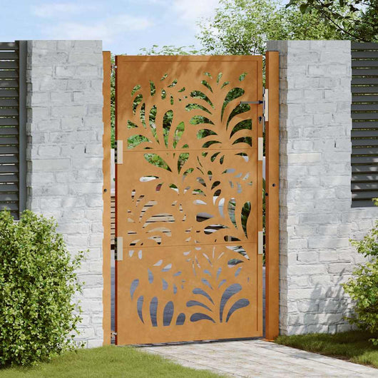 Cancello da Giardino 105x155 cm Acciaio Corten Design Ondulato 4100976