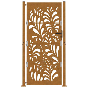 Cancello da Giardino 105x205 cm Acciaio Corten Design Ondulato 4100978