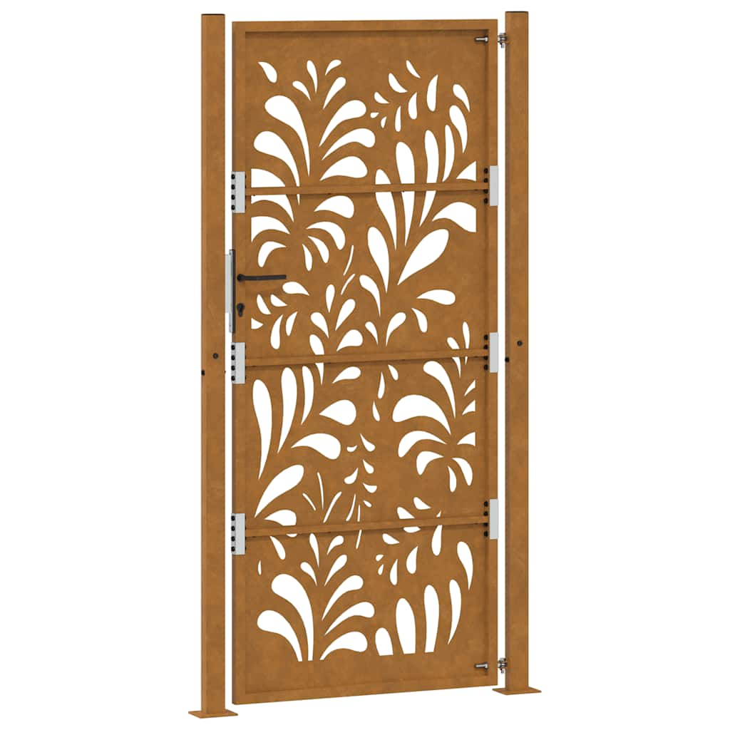 Cancello da Giardino 105x205 cm Acciaio Corten Design Ondulato 4100978