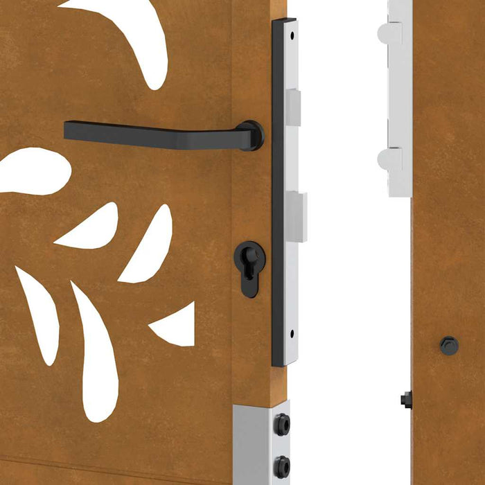 Cancello da Giardino 105x205 cm Acciaio Corten Design Ondulato 4100978