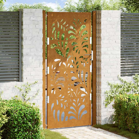 Cancello da Giardino 105x205 cm Acciaio Corten Design Ondulato 4100978