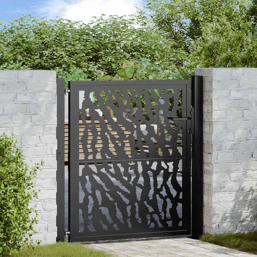 Cancello Giardino Nero 105x105 cm in Acciaio Design a Traccia 4100979