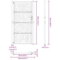 Cancello Giardino Nero 105x205 cm in Acciaio Design a Traccia 4100983