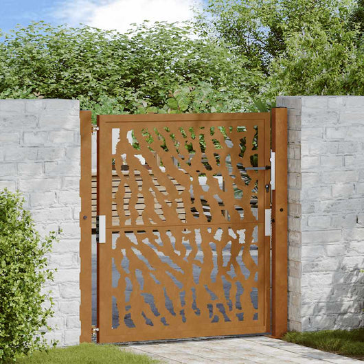 Cancello da Giardino 105x105 cm Acciaio Corten Design a Traccia 4100984