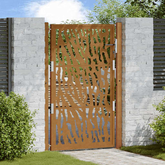 Cancello da Giardino 105x155 cm Acciaio Corten Design a Traccia 4100986