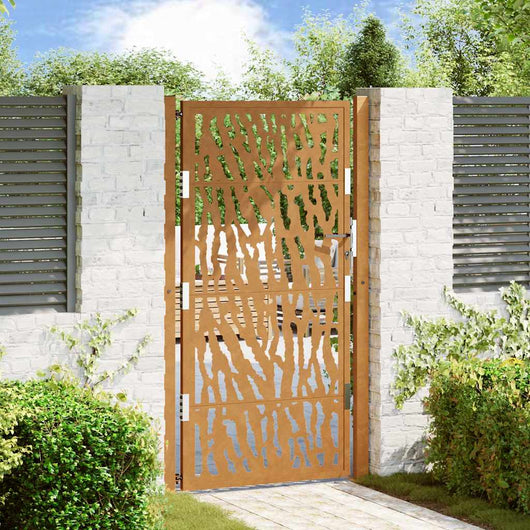 Cancello da Giardino 105x180 cm Acciaio Corten Design a Traccia 4100987