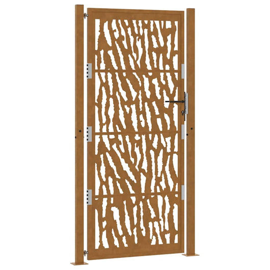 Cancello da Giardino 105x205 cm Acciaio Corten Design a Traccia 4100988