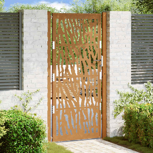 Cancello da Giardino 105x205 cm Acciaio Corten Design a Traccia 4100988