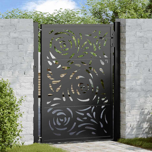 Cancello Giardino Nero 105x130 cm in Acciaio Design a Fiamma 4100990