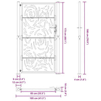 Cancello Giardino Nero 105x180 cm in Acciaio Design a Fiamma 4100992