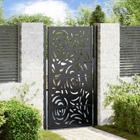 Cancello Giardino Nero 105x180 cm in Acciaio Design a Fiamma 4100992