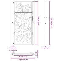 Cancello Giardino Nero 105x205 cm in Acciaio Design a Fiamma 4100993