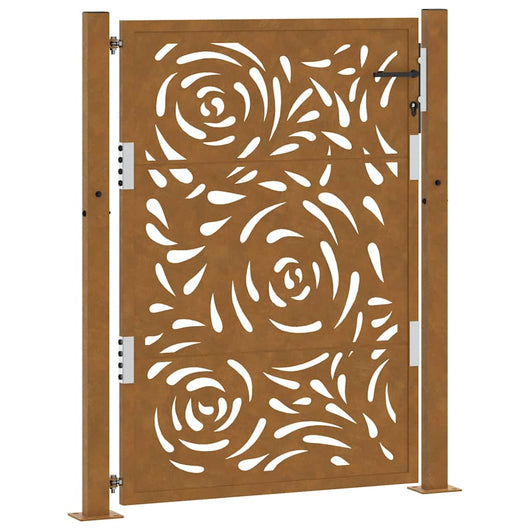 Cancello da Giardino 105x130 cm Acciaio Corten Design a Fiamma 4100995