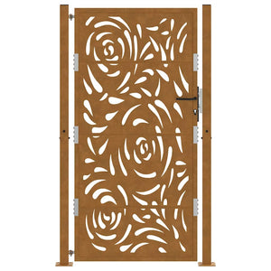 Cancello da Giardino 105x180 cm Acciaio Corten Design a Fiamma 4100997