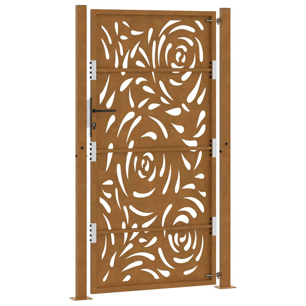 Cancello da Giardino 105x180 cm Acciaio Corten Design a Fiamma 4100997