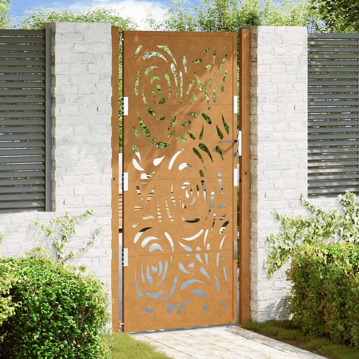 Cancello da Giardino 105x205 cm Acciaio Corten Design a Fiamma 4100998