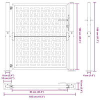 Cancello Giardino Nero 105x105 cm in Acciaio Design a Croce 4100999