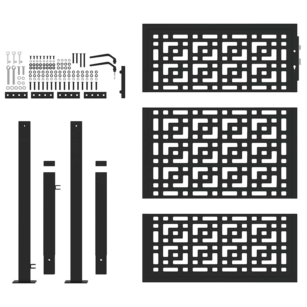 Cancello Giardino Nero 105x130 cm in Acciaio Design a Croce 4101000