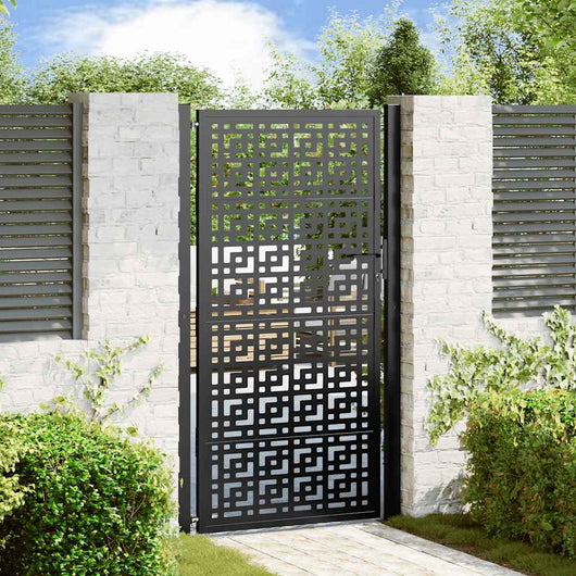 Cancello Giardino Nero 105x180 cm in Acciaio Design a Croce 4101002