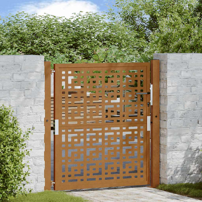 Cancello da Giardino 105x105 cm Acciaio Corten Design a Croce 4101004