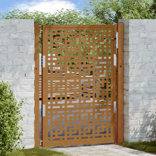 Cancello da Giardino 105x130 cm Acciaio Corten Design a Croce 4101005