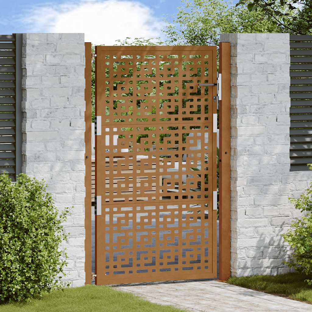 Cancello da Giardino 105x155 cm Acciaio Corten Design a Croce 4101006