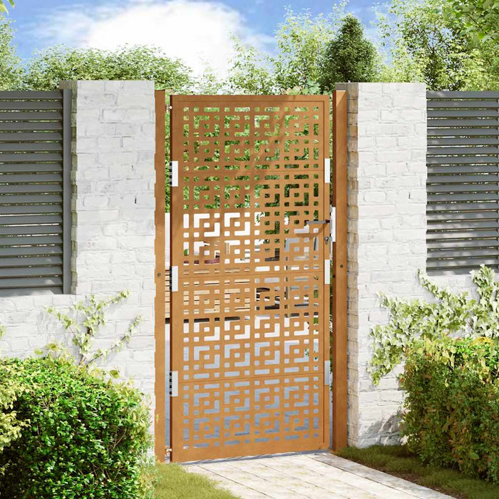 Cancello da Giardino 105x180 cm Acciaio Corten Design a Croce 4101007