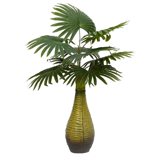 Pianta di Palma Artificiale 9 Foglie 65 cm Verde 4103582