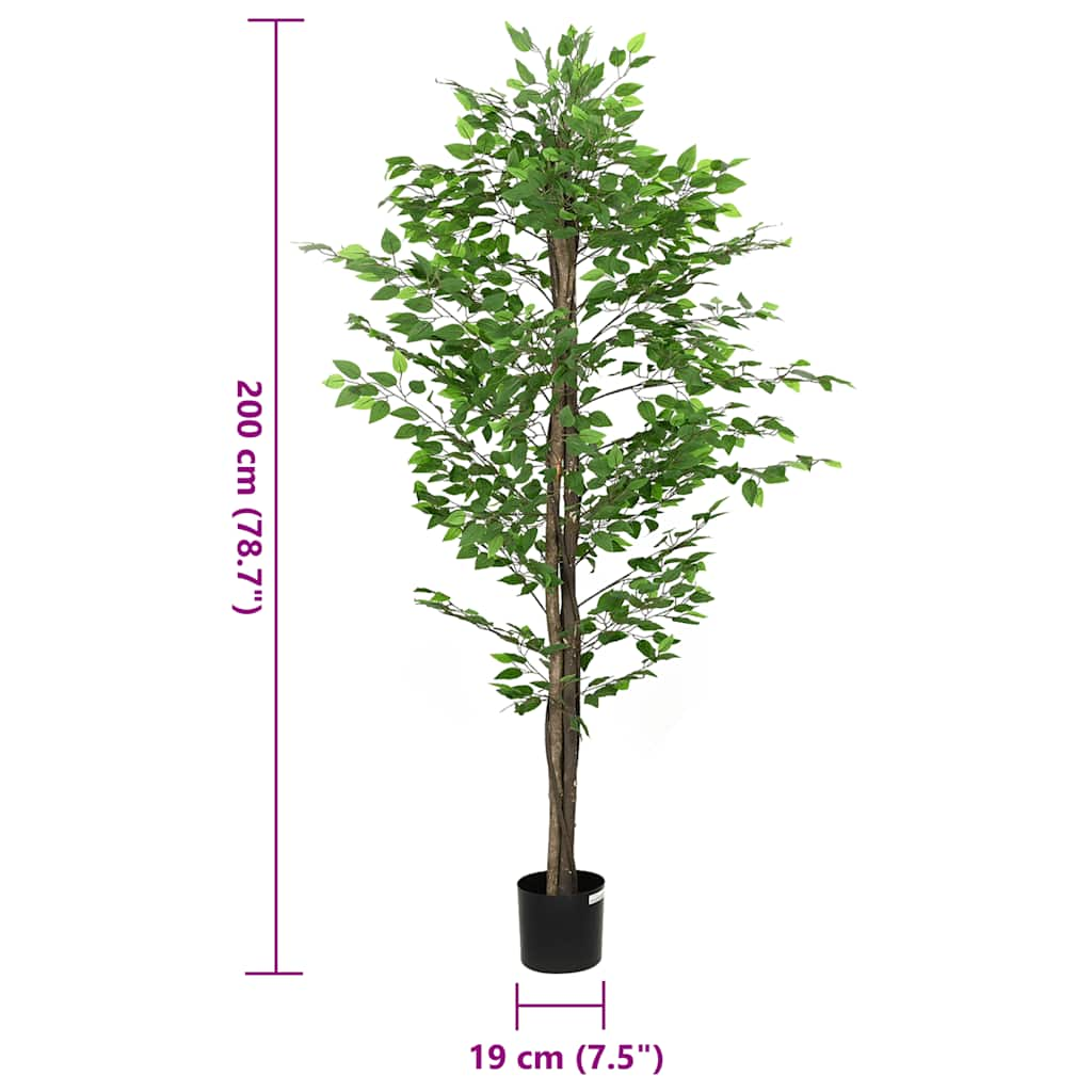 Pianta di Ficus Artificiale 1260 Foglie 200 cm Verde 4103587