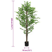 Pianta di Ficus Artificiale 1260 Foglie 200 cm Verde 4103587