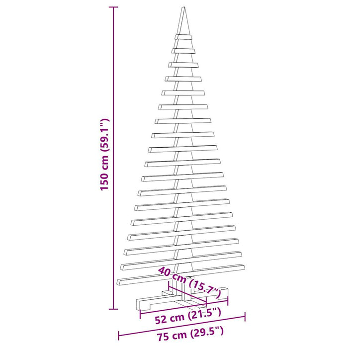 Albero di Natale Decorativo in Legno 150 cm Legno Massello Pino 4103971