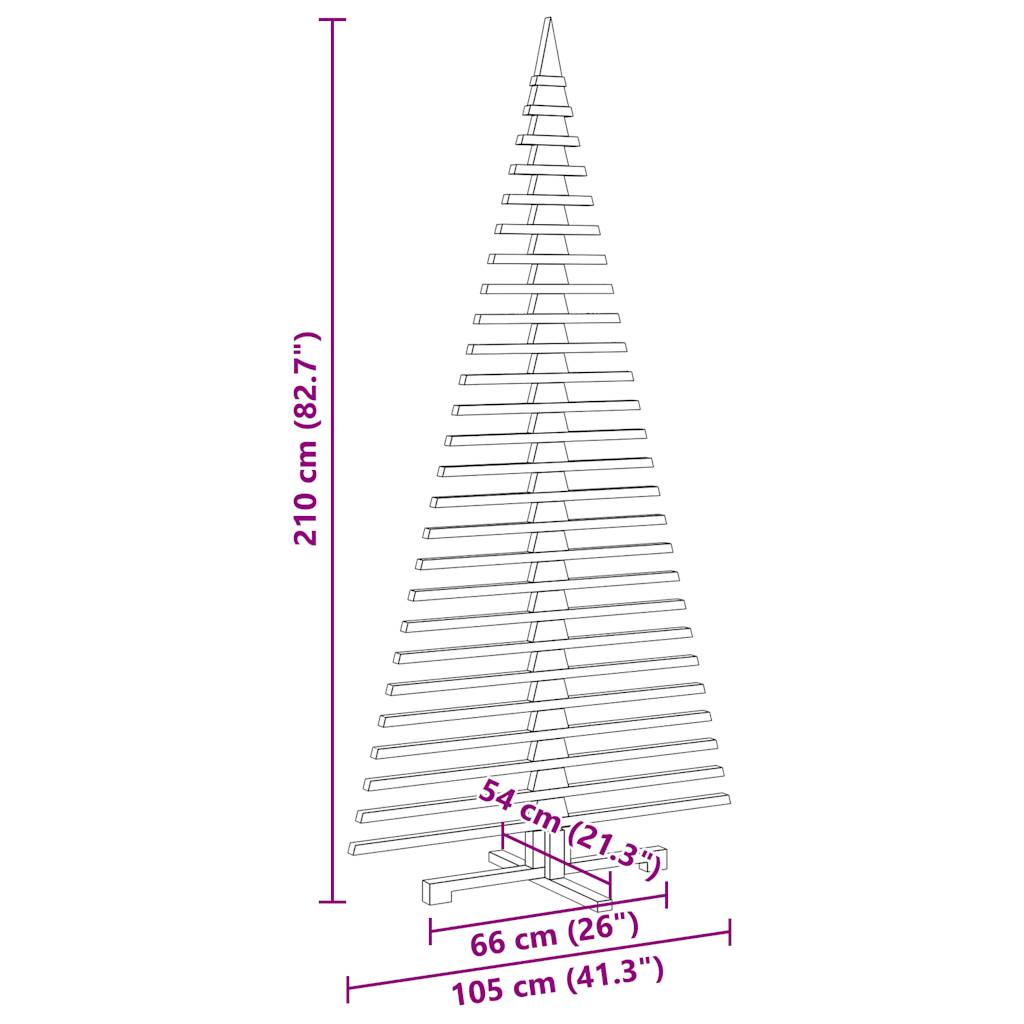 Albero di Natale Decorativo in Legno 210 cm Legno Massello Pino 4103973