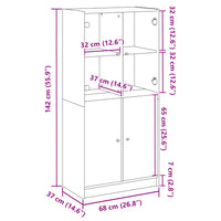 Credenza con Ante Legno Antico 68x37x142cm in Legno Multistrato 3318722