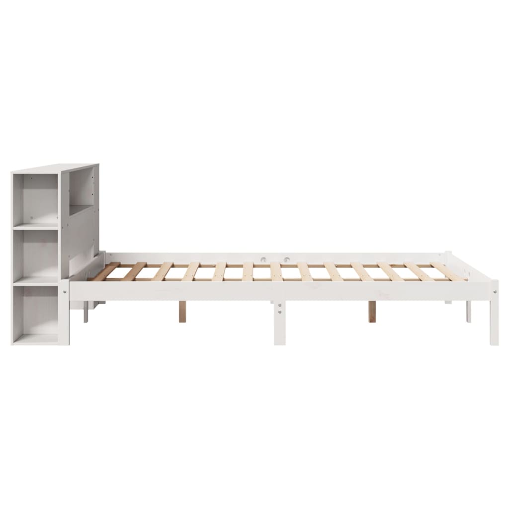 Letto Libreria senza Materasso Bianco 150x200 cm Legno di Pino 3321543