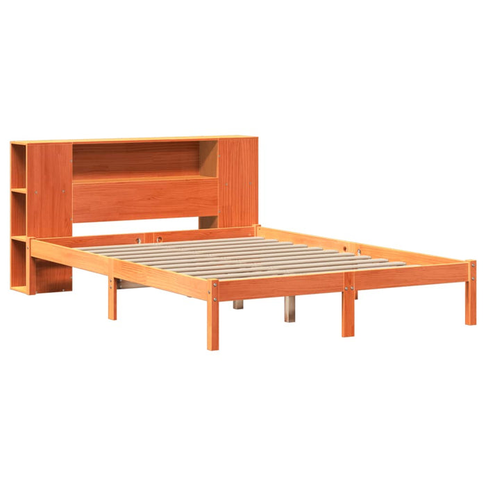 Letto Libreria senza Materasso Marrone Cera 135x190 cm in Pino 3321551