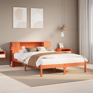 Letto Libreria senza Materasso Marrone Cera 135x190 cm in Pino 3321551