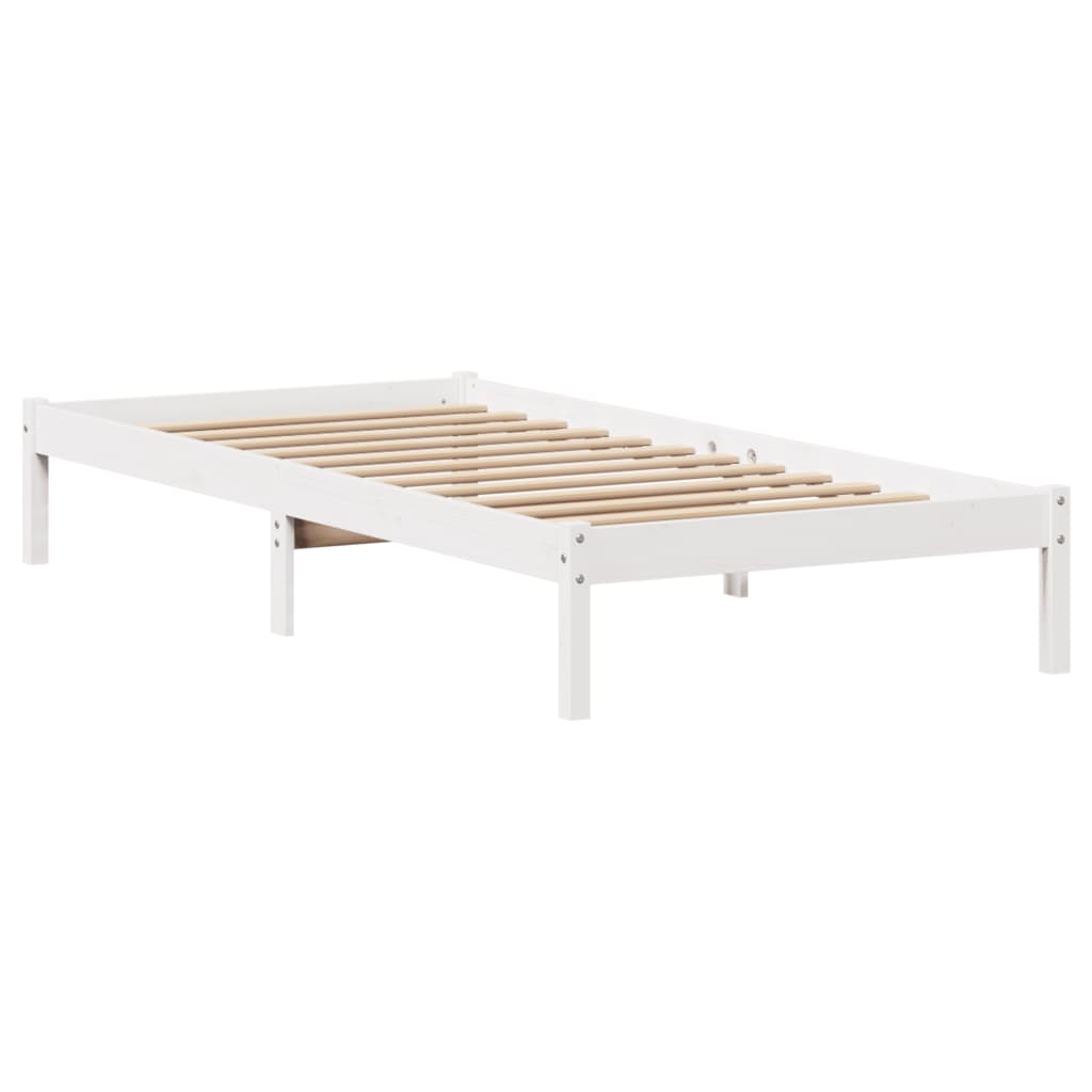 Letto Libreria senza Materasso Bianca 90x200 cm Legno di Pino 3321564