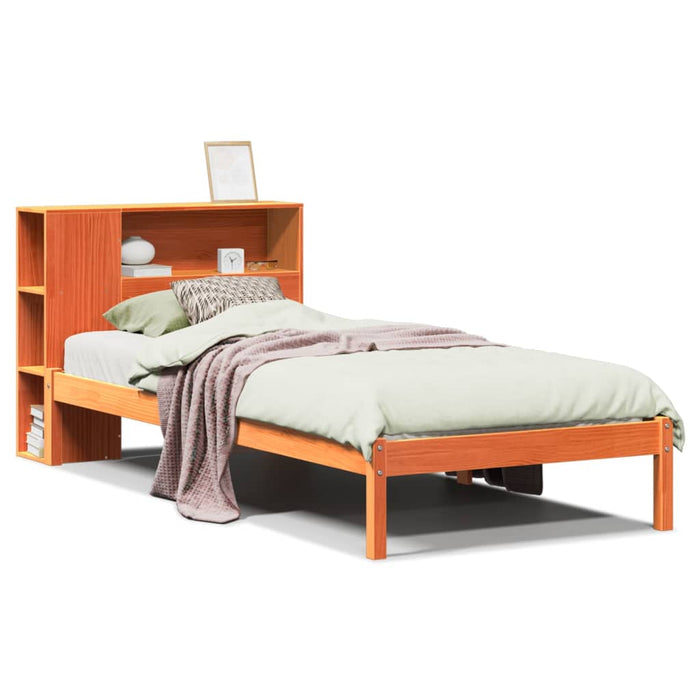 Letto Libreria senza Materasso Marrone Cera 100x200 cm in Pino 3321570