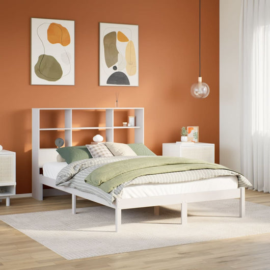 Letto Libreria senza Materasso Bianco 160x200 cm Legno di Pino 3321592