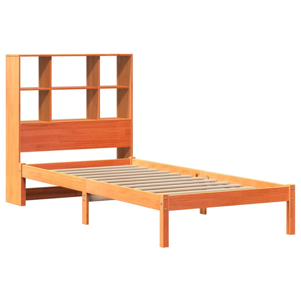 Letto Libreria senza Materasso Marrone Cera 75x190 cm in Pino 3321597