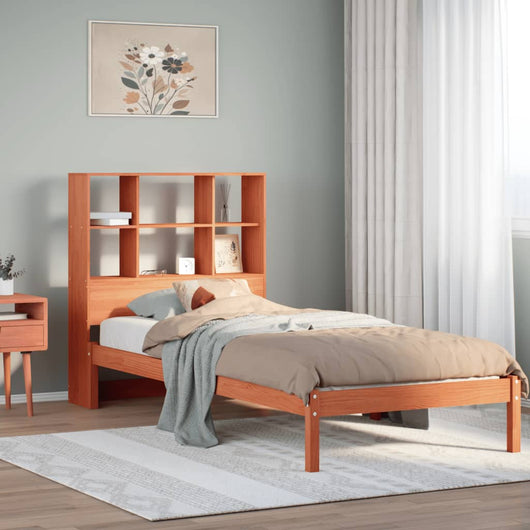 Letto Libreria senza Materasso Marrone Cera 75x190 cm in Pino 3321597