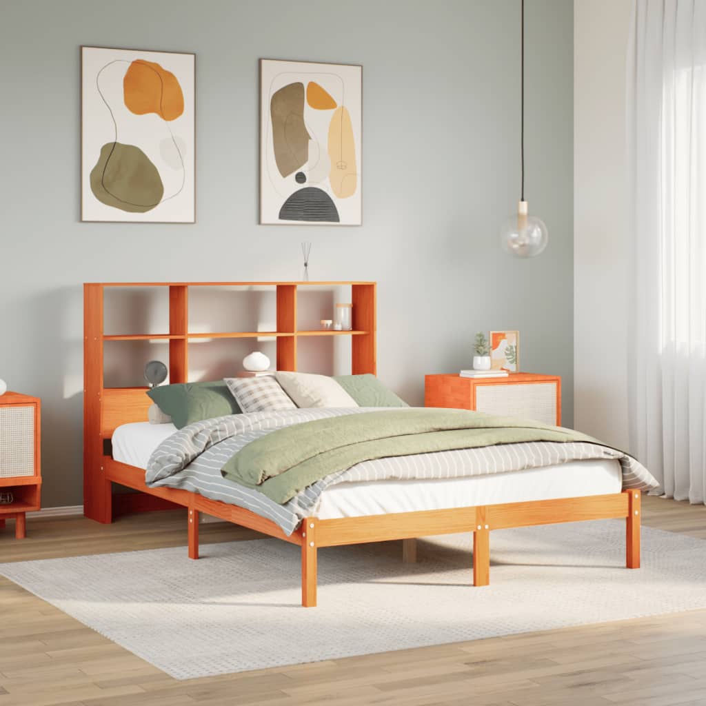 Letto Libreria senza Materasso Marrone Cera 120x190 cm in Pino 3321599