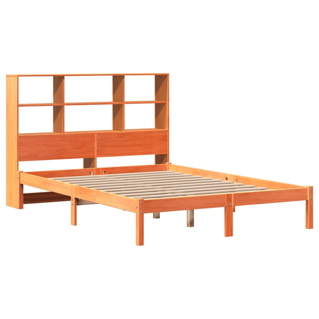 Letto Libreria senza Materasso Marrone Cera 135x190 cm in Pino 3321600