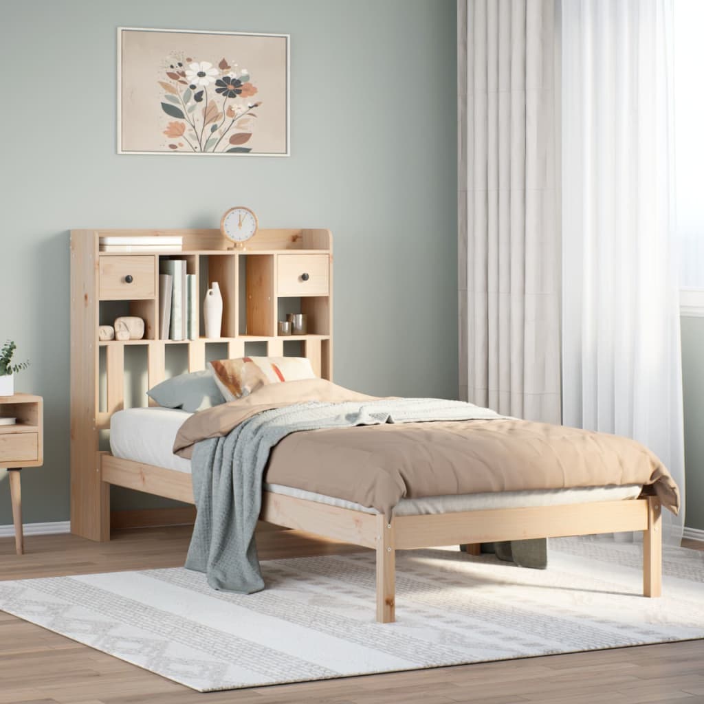 Letto Libreria senza Materasso 90x200 cm Legno Massello Pino 3321620