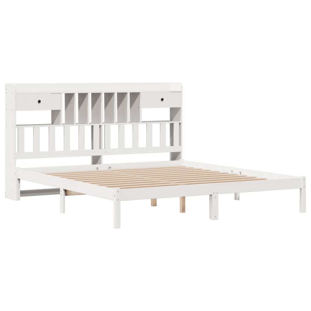 Letto Libreria senza Materasso Bianco 200x200 cm Legno di Pino 3321635